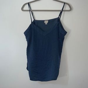 Large a new day navy blue tank top